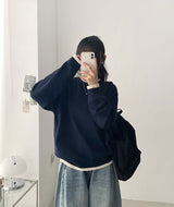 ルエルカラーマッチングレイヤードラウンドニット