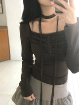 Lace Scarf Square Neck T