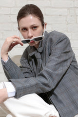 CHECK TAILORED TIE JACKET_BLACK