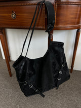 Belted Buckle Cross Double Strap Big Shoulder Bag (3 Colors)