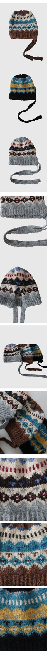 ETHNIC BALACLAVA (GRAY, BROWN, BLACK 3COLORS!)