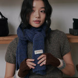 Bubble Boucle Knit Muffler (Deep Blue)
