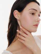 26SS★ Essence (W) Round Bezel Tennis One-Touch Earrings S