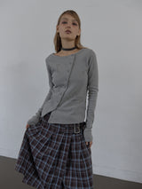 STAR BUTTON TOP / MELANGE GRAY