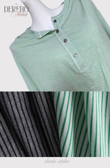 Mint Loose Stripe Long Sleeve T-shirt
