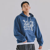 ビンテージロゴフードTシャツ　ブルー