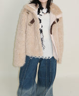 Rachel Two-Belt Detail Short Length Fur Jacket (Lining Quilted)