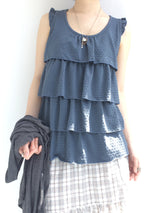 Tear Shirring Sleeveless Top