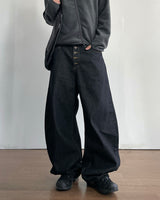 Button Curved Denim Pants