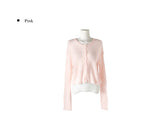 Gron Soft Scratch Wool See-Through Knit Cardigan