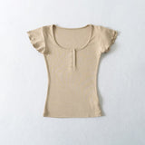 Elin U-Neck Slim Cap Tee
