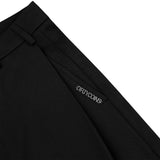 Metal Label Wide Trouser Pants - Black