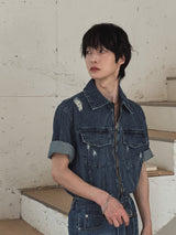 Ute Vintage Crop Short Sleeve Denim Jacket