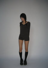 RIB BUTTON LONG TEE