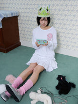 コサージュサイドポイントスリム長袖Tシャツ