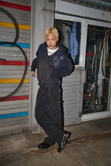 STARRYNIGHT WASHING FUR HOOD ZIP UP  NAVY