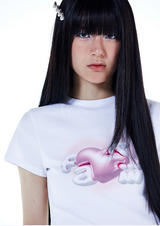 ビンテージグロッシーFakiiiロゴTシャツ_ホワイト