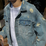 De Lap High Damage Crop Denim Jacket (2color)