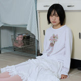 コサージュポイントスリム長袖Tシャツ