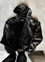 Reversible Camo & Deep Black Oversized Zip-up Hoodie