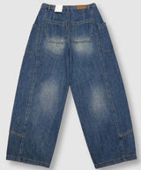Side pin tuck balloon wide denim