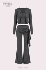 レナ ストラップ トレーニング スリーピースセットアップ (set-up + cardigan + sleeveless pants)