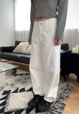 Cotton wide curved pants(4color)