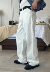 [4SEASON] Regular semi wide cotton pants(2color)