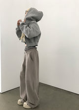 [FLEECE]クリスタルドットクロップドフードジップアップ