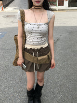 shoeshoe layered pumpkin shorts