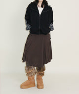 Hakata Stripe Coloring String Knitwear Zip-Up