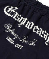 Gothic lettering Bermuda sweatpants - Navy