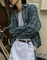 Jade crop check shirt