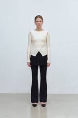 CUT OUT WRAP KNIT TOP - IVORY