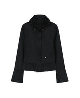 Ruffle Two Way zip-up - Black
