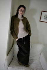 Corduroy maxi skirt, Dark brown