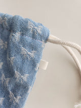 denim ribbon string pouch - light blue S