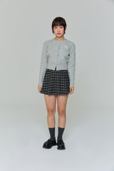 EMBROIDERED TWIST CARDIGAN - GRAY