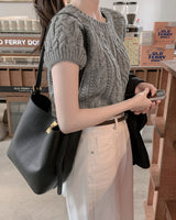 Node cable short sleeve knitwear