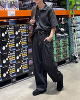 stainless steel linen wide denim jeans