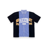 "COLLEGE" リコンストラクティドシャツカラー S/S Tシャツ