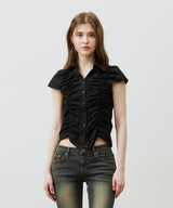 SYLPH SHIRRING SHIRT / BLACK