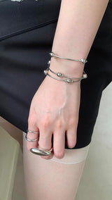 4タイプ シルバー レイヤード リング セット