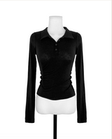 conte tone wool button collar top