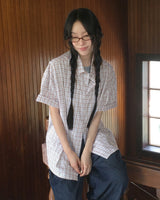Caper Linen Oversized Fit Checkered Shirt