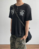 シールド ヘンリーネック ワッフル ショートスリーブ Tシャツ