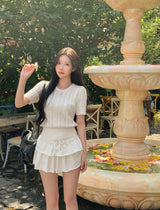 [BELLIDE MADE] Horin Cable Round Short Sleeve Knitwear