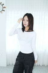 ドットレイヤードスリムオフショルダーTシャツ