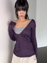 City Girl Sheer Deep V-Neck Knit Top 8color