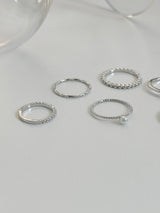 [6 set] pearl dot point ring set / flower cubic ring simple daily layered bold
